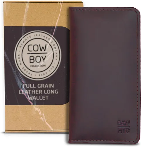 Vista 2 de RAW HYD - Cartera larga de cuero para hombres Funda de chequera doble un gran regalo para hombres, Marrón (Hunter Brown)), LongBifold1