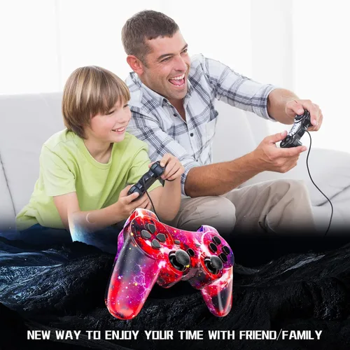 Vista 7 de Wireless Controller for PS3, Upgraded 360 Joystick, 6-Axis High Performance Motion Sense, Dual Vibration, 450mAh Battery with Charging Cable