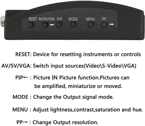 Vista 5 de Wiistar BNC a VGA Convertidor de Video Adaptador Compuesto S-Video PC Entrada a VGA Monitor Salida para DVR DVD PC TV Monitor