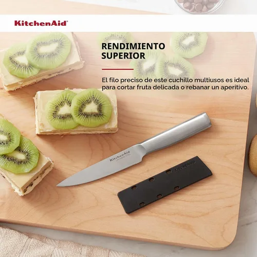Vista 3 de KitchenAid Gourmet - Cuchillo utilitario de acero inoxidable forjado de borde fino con cubierta de hoja de ajuste personalizado, 4.5 pulgadas