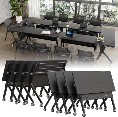 Vista 29 de Folding Conference Table with Wheels, Modular Foldable Conference Room Training Tables for Training Rooms, Flip Top Mobile Rolling Meeting Seminar