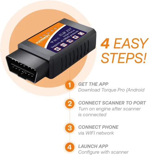Vista 2 de Lector inalámbrico de códigos OBD2 para autos KOBRA. Herramienta lectora [versión mejorada] se conecta a través de Wifi con cualquier dispositivo