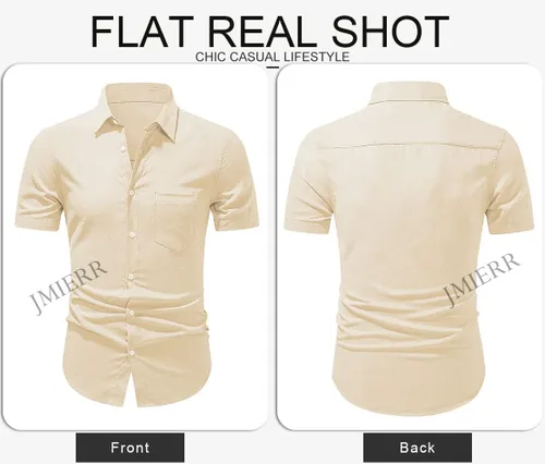 Vista 161 de JMIERR Camisas de vestir a rayas con botones y manga corta para hombre