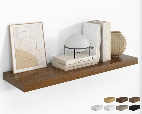 Vista 33 de RICHFOCUS Estantes flotantes de 8 pulgadas para estantes cuadrados de pared para dormitorio, cocina, baño, estante flotante de madera rústica