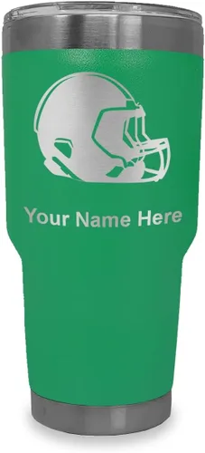 Vista 7 de LaserGram Vaso aislado al vacío de 20 onzas, casco de fútbol, grabado personalizado incluido (morado claro)