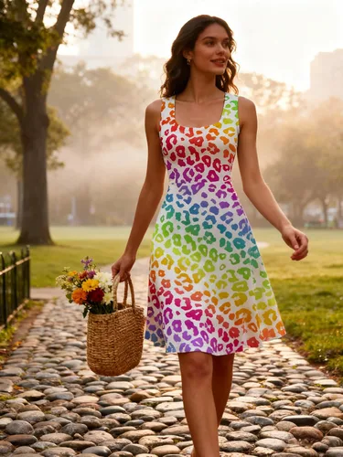 Vista 17 de uideazone - Vestido de mujer sin mangas cuello redondo de verano, para playa, casual, Midi línea A.