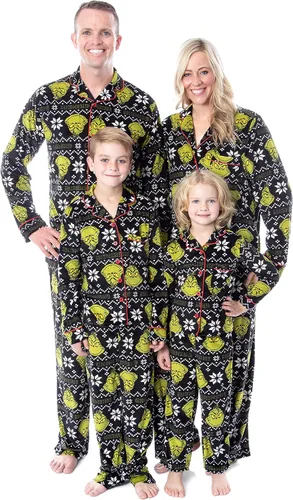 Vista 4 de Dr. Seuss The Grinch Who Stole Christmas - Conjunto de pijama familiar a juego para hombres, mujeres, niños, niños pequeños, Negro