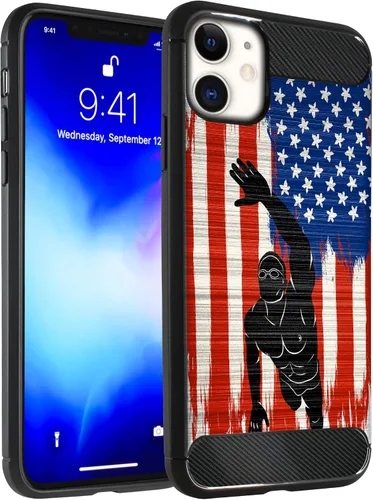 Vista 18 de CasesOnDeck - Funda compatible con Apple iPhone 11 / iPhone XI (2019) de 6.1 pulgadas, funda delgada de fibra de carbono TPU para acentuar arañazos