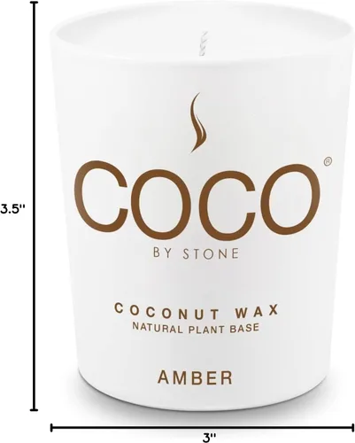 Vista 9 de COCO by Stone Vela de 6.5 onzas, vela de cera de albaricoque de coco para el hogar (ámbar), producto de fragancia para el hogar, vela de 1 mecha