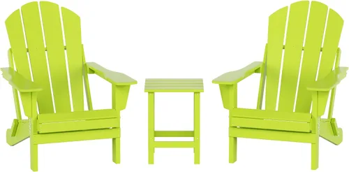 Vista 25 de WO Home Furniture - Juego de 3 sillas plegables para exteriores, mesa auxiliar, resistente a la intemperie y a los rayos UV, para césped, jardín