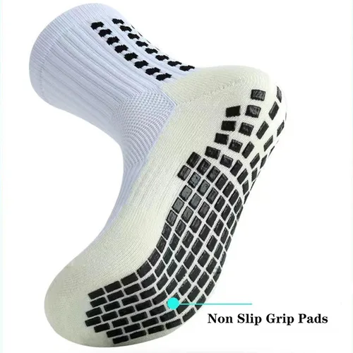 Vista 3 de Looknniy 10 pares de calcetines de fútbol con agarre para hombre, antideslizantes, atléticos, antideslizantes, para fútbol, baloncesto, Blanco