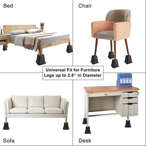 Vista 7 de TOPROAD Elevadores de muebles de cama ajustables, elevadores de cama apilables en alturas de 4, 6 o 9 pulgadas, elevadores de muebles resistentes