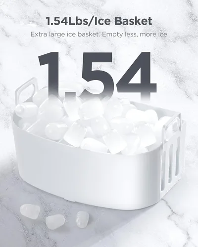 Vista 4 de Silonn Máquina para hacer hielo, 26 libras en 24 horas, 9 cubos listos en 6 minutos, máquina de hielo autolimpiable, máquina de hielo portátil