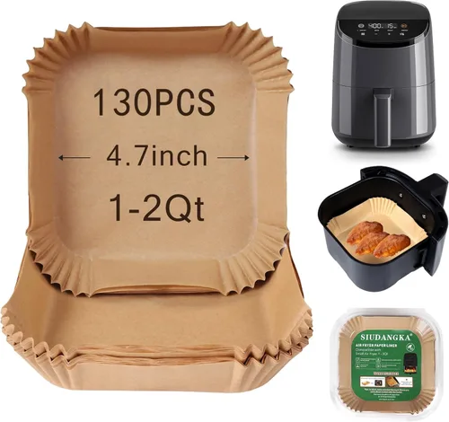 Vista 8 de Mini Forros para Freidora de Aire Desechables para la Mayoría de las Freidoras de Aire Pequeñas de 2-5 Qt, 100 Piezas de Papel Pergamino Pequeño