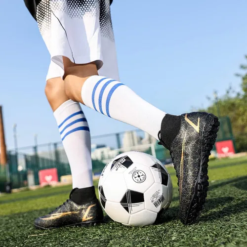 Vista 5 de WANMEIL Zapatos de fútbol unisex para niños grandes y jóvenes, para exteriores, zapatos de fútbol de tierra firme