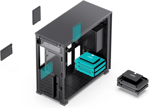 Vista 7 de JONSBO Caja de computadora ATX negra D41 MESH, ATX/M-A.TX Mainboard/Support RTX 4090 (13.189-15.748 in) GPU 360/280AIO, Power A.TX/SFX: 3.937