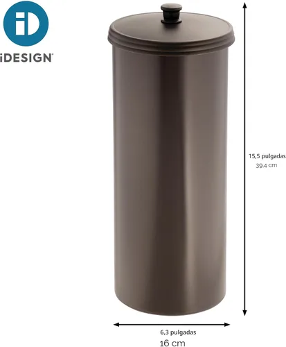 Vista 4 de iDesign Soporte independiente para papel higiénico de baño con tapa para 3 rollos adicionales, bronce Para 3 rollos adicionales