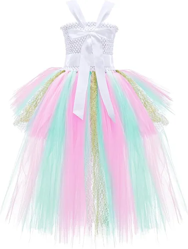 Vista 5 de Vestido tutú para niñas, vestidos de tul, vestido de hada de Halloween para niñas pequeñas, traje de fiesta de cumpleaños, vestido de graduación