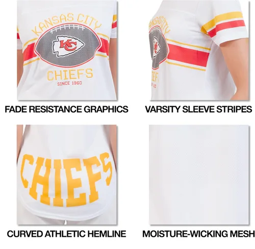 Vista 5 de Ultra Game Women's NFL Official Soft Mesh Varsity Stripe T-Shirt