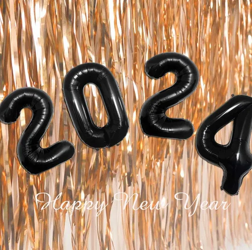 Vista 3 de FRUTA Globos negros de papel de aluminio de 16 pulgadas para suministros de fiesta de Año Nuevo, adultos, adultos unisex (paquete de 4)