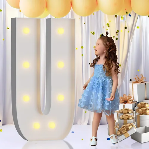 Vista 12 de IMPRSV Letras de mosaico iluminadas de marquesina, 4 pies para globos y fiestas, decoración de kit de arco