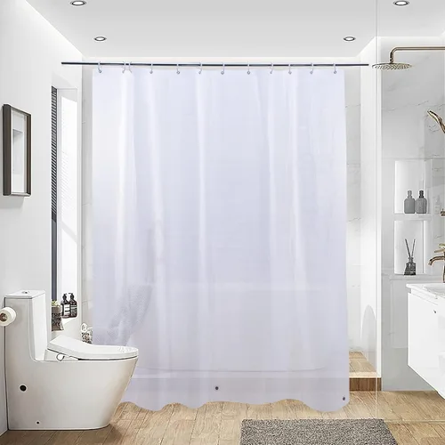 Vista 2 de NTBAY - Cortina de ducha transparente de etilvinilacetato, repelente al agua, para cabina de ducha de baño, tejido gofre a cuadros, 72 x 72 pulgadas
