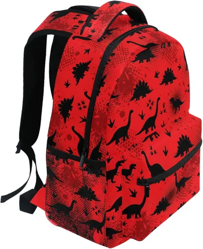 Vista 2 de Mochilas para niños y estudiantes, Dinosaurios rojos, Computadora portátil