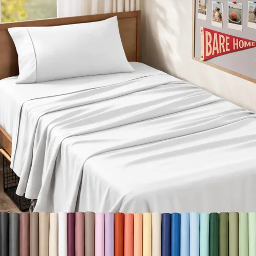 Vista 89 de Bare Home Juego de Sábanas Twin - Sábanas de Cama de Microfibra Ultra-Suave 1800 - Doble Cepillado - Bolsillos Profundos - Ajuste Fácil - Extra