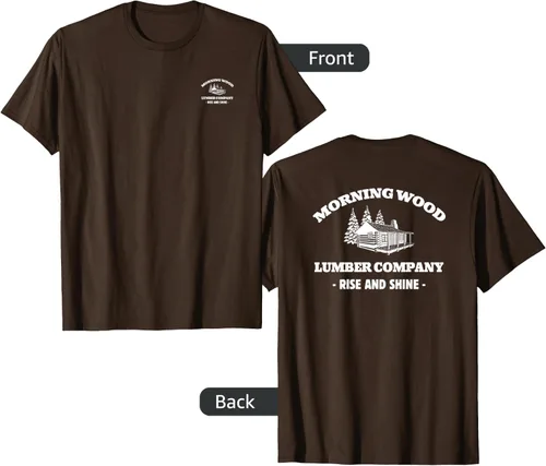 Vista 9 de Morning Wood Lumber Company - Camiseta con estampado de espalda delantera, Negro, S
