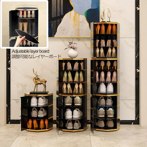 Vista 3 de Armario organizador de zapatos para entrada, armario grande para zapatos, rotación de 360 grados, moderno, almacenamiento de zapatos, cilindro