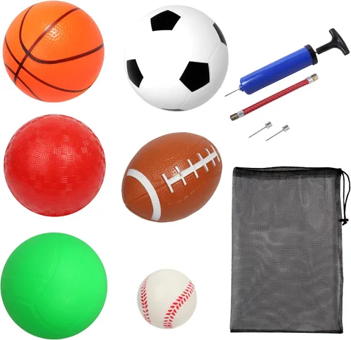 Vista 24 de GSE Games & Sports Expert Pelotas inflables para parque infantil, kickball, pelota de Dodge con rebote, balonmano. Ideal para 4 juegos de pelota