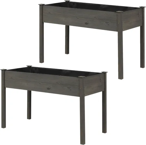 Vista 12 de S AFSTAR Cama de jardín elevada con cubierta de invernadero, maceta de madera elevada, 47 pulgadas de largo x 24 pulgadas de ancho x 30 pulgadas