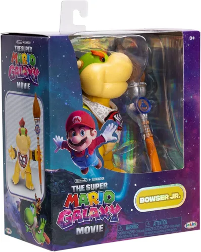 Vista 8 de Super Mario Galaxy Movie Bowser Jr., figura de acción de 5 pulgadas y pincel