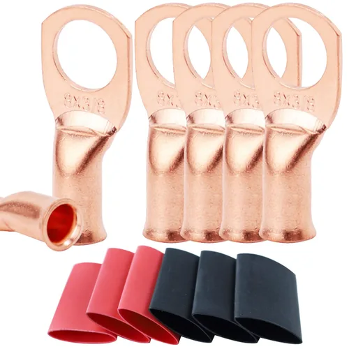 Vista 105 de TKDMR - Kit de 264 piezas de extremos de cable de batería, 132 piezas de terminales de anillo de lengüetas de cable de cobre resistentes AWG 8 6 4 2