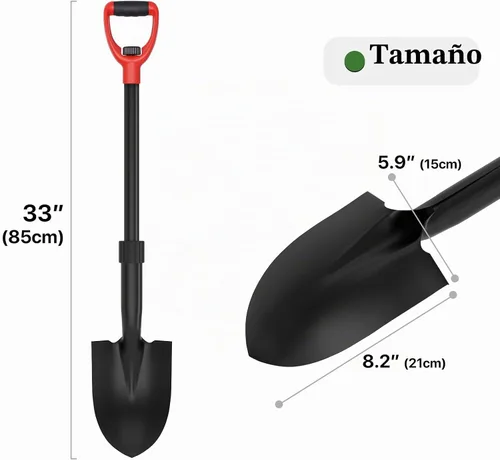 Vista 2 de Pala, palas para excavar, pala de jardín de 33 pulgadas resistente con agarre ergonómico en D, pala pequeña para camping, bordes, todoterreno, mini