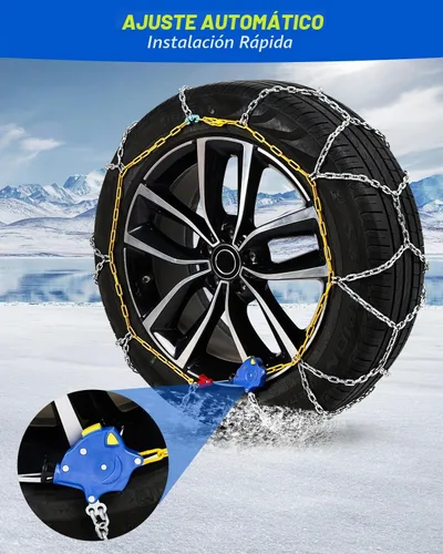 Vista 3 de Cadenas de nieve de ajuste automático, cadenas de neumáticos para automóviles, SUV, camionetas, ajuste automático de 1 minuto, ajuste rápido y fácil