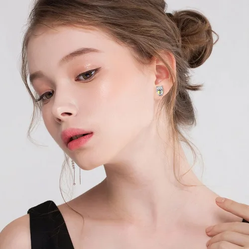 Vista 6 de Aretes de plata de ley 925 con diseño de gato, bonitos aretes de gato con diseño de gatito, joyería de regalo para mujeres y niñas, aretes