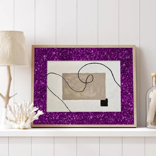 Vista 8 de CRE8TIVE Papel tapiz con purpurina gruesa de 8 x 80 pulgadas, para pegar y pelar, borde de papel tapiz morado texturizado extraíble, lentejuelas