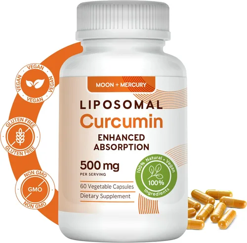 Vista 2 de Curcumina de cúrcuma liposomal 500mg - 60 cápsulas de suplementos de curcumina de cúrcuma