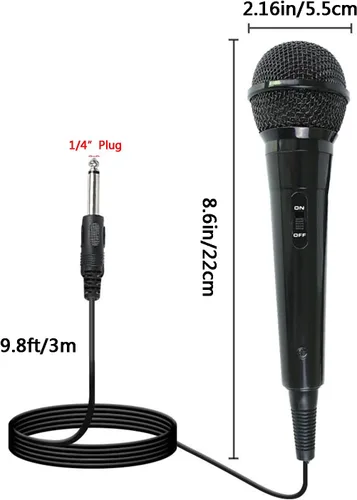Vista 2 de E I F E R Micrófono dinámico con cable con enchufe de 0.256 in y cable de 9.8 ft para karaoke y rendimiento