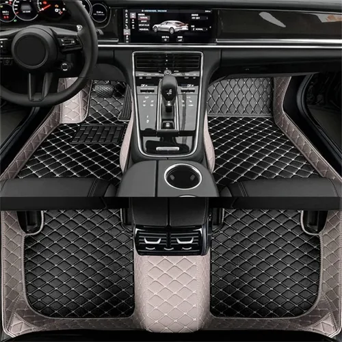 Vista 12 de Nuevas alfombrillas de coche personalizadas para Sedán, SUV, camioneta, alfombrillas de cuero para todo tipo de clima, Negro Alfombras para Carro