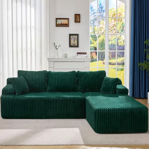 Vista 46 de Hobestluk - Sofá modular sin hueso, sofá seccional en forma de L 96" Right Facing Chaise Black,Memory Foam,Removable Cover,Non-slip Bottom,No