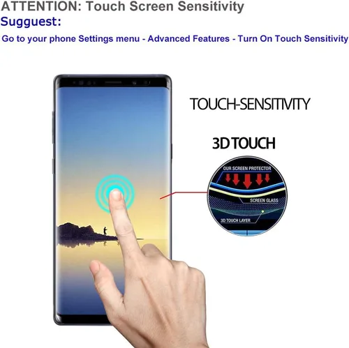 Vista 3 de AOKER - Protector de pantalla de privacidad para Galaxy Note 8 / Note 9, película de vidrio templado, borde curvado 3D, fácil de instalar, antiespía