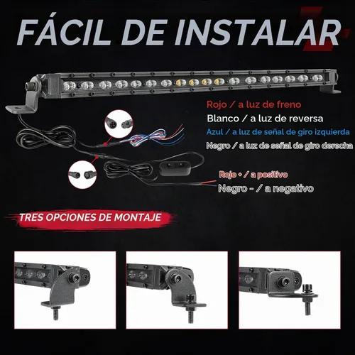 Vista 5 de OFFROADTOWN Barra de luz LED de persecución de 20 pulgadas, luces traseras UTV, luz intermitente de seguridad con luz intermitente de freno