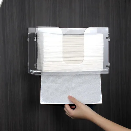 Vista 2 de Evron Dispensador de toallas de papel para encimera y montaje en pared, transparente, con una sola mano, plegado en C, plegado en Z, triple