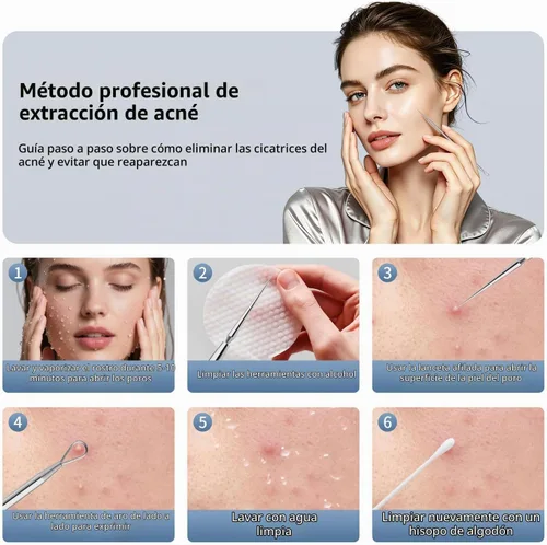 Vista 7 de ZIZZON Lanceta de titanio aguja acné removedor de espinillas extractor de espinillas herramienta de popper