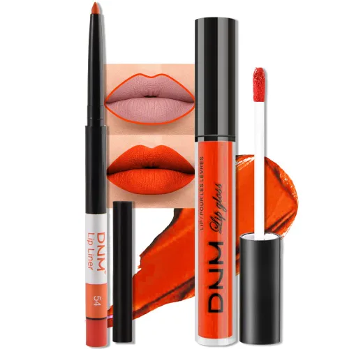 Vista 19 de evpct Juego de 2 lápices delineador de labios y lápiz labial líquido mate de 24 horas, color ciruela púrpura, maquillaje para mujer, lápiz labial