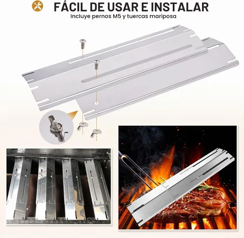 Vista 3 de Criditpid Protector universal de placa de calor de acero inoxidable para Brinkmann, Charbroil, Weber, Chargriller, paquete de 3 cubiertas