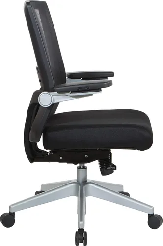 Vista 5 de Space Seating Serie 867 Silla de gerente ajustable con respaldo de malla transpirable, soporte lumbar y brazos abatibles acolchados, asiento de tela