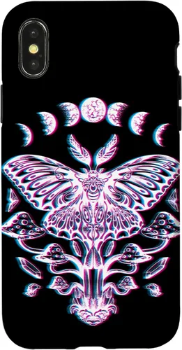 Vista 5 de Funda Glitch para iPhone 15 Glitch Lunar Moth Fases Cristales Setas
